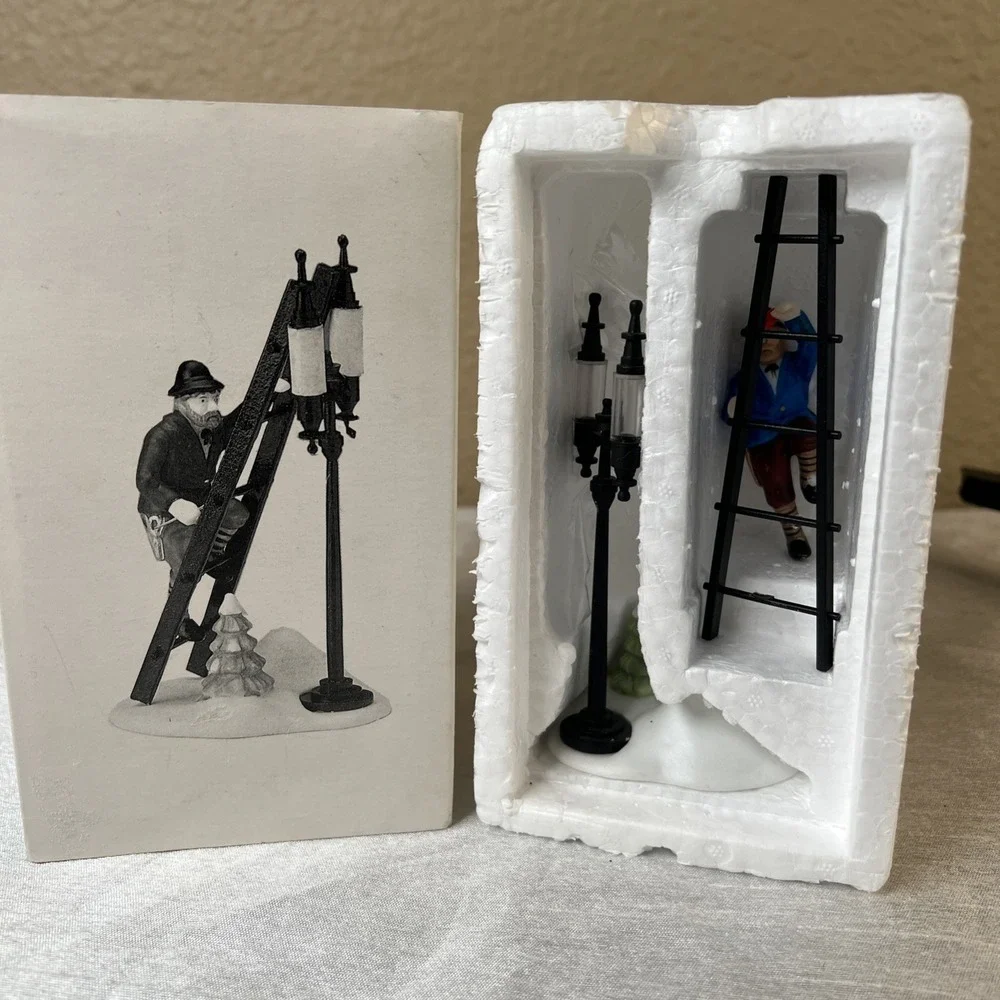 Vintage Dept 56 Heritage Village Lamplighter Accessory Set #55778 Retired 1989